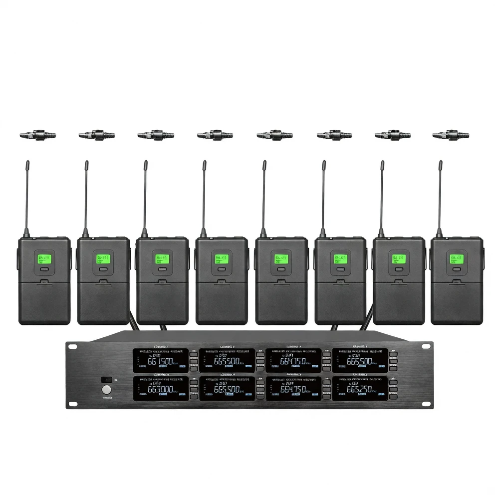 Harmonai MR80 UHF 8-Channel Lavalier Wireless Mic System — Professional 8-Channel Conference Audio Solution