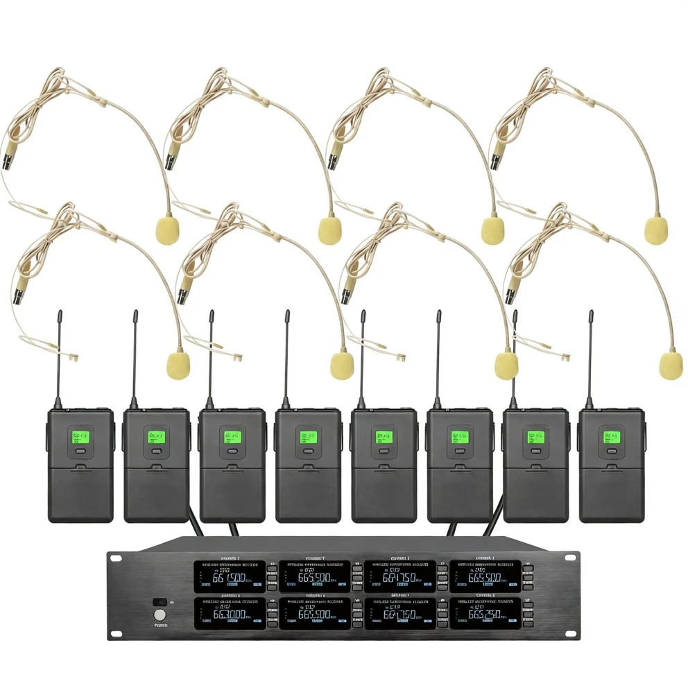 Harmonai MR80 UHF 8-Channel Headworn Wireless Conference Microphone System