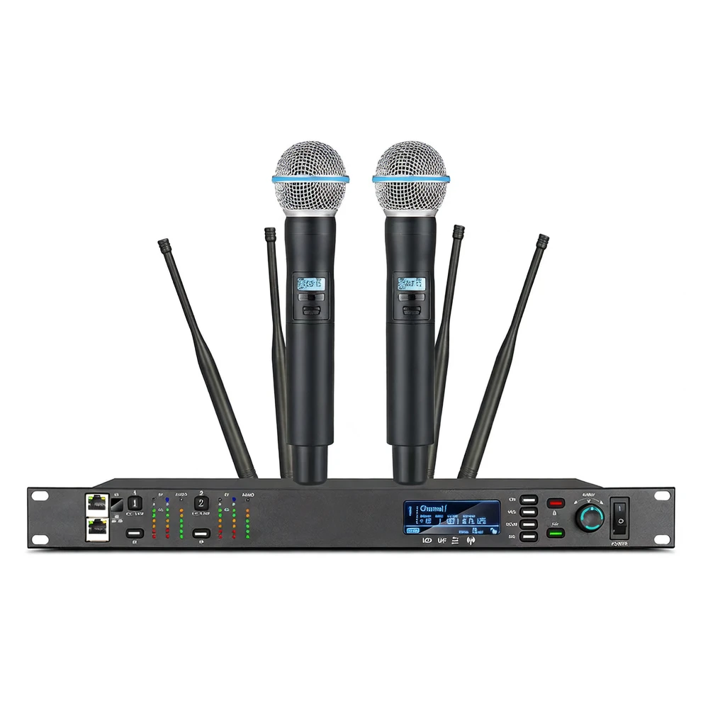 Harmonai ACT-725 Dual-Channel Wireless Microphone — True Diversity, 750m Range, Professional UHF Two-Channel Mic