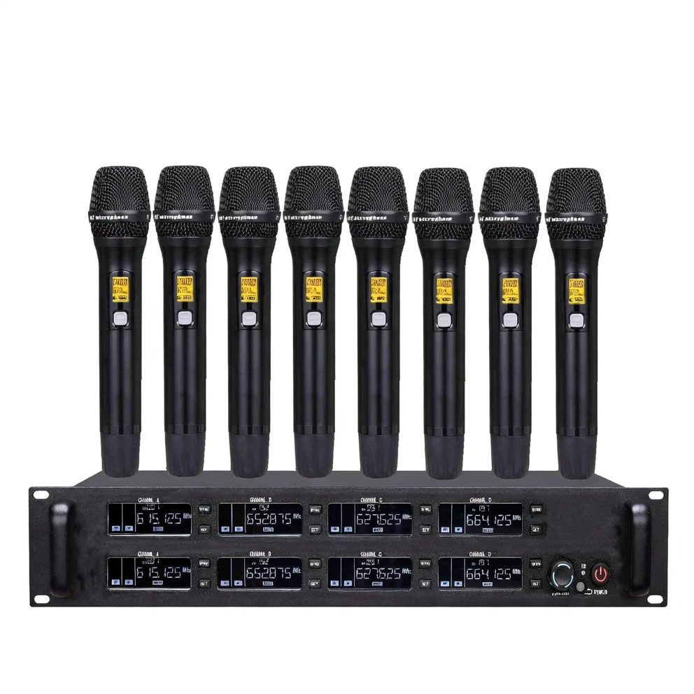 Harmonai F1008 One-to-Eight Wireless Microphone System — Professional Multi-Channel Diversity Receiver