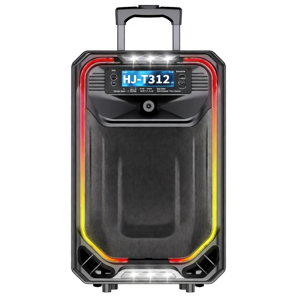 Harmonai HJ-T312 60W Portable Multi-Function Speaker | Bluetooth & FM, Dual-Mic Outdoor Speaker with Colorful Lights