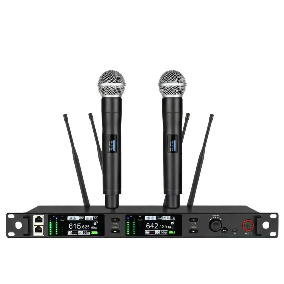 Harmonai DT206 Dual-Channel True Diversity Wireless Handheld Microphone — UHF Professional Stage-Grade System