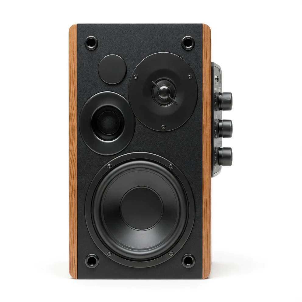 SR01 Hi-Fi Bluetooth Bookshelf Speaker — Handcrafted Wood Cabinet · 60W RMS · Full-Scene Audio