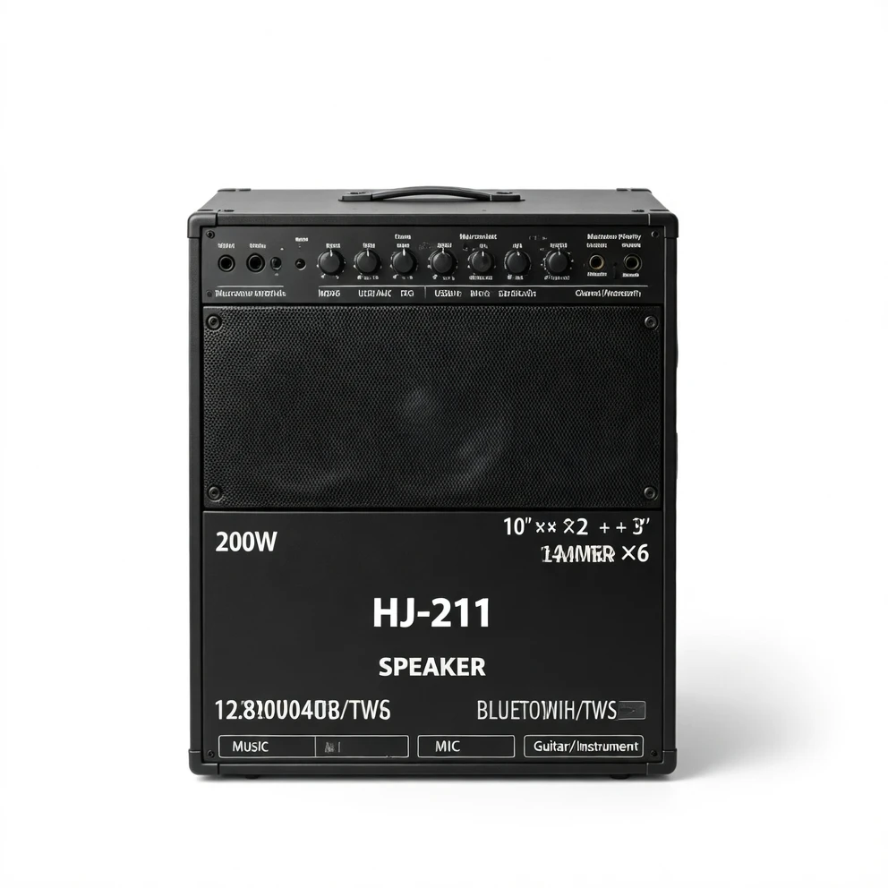 Harmonai HJ-211 200W Portable Bluetooth Outdoor Speaker — Dual 10" Subwoofers • High-Capacity Li-ion Battery • Triple-Channel Tuning