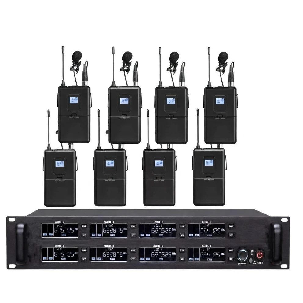 Harmonai F1008 One-Transmitter-Eight-Receiver True Diversity Wireless Microphone System (Engineer-Grade)