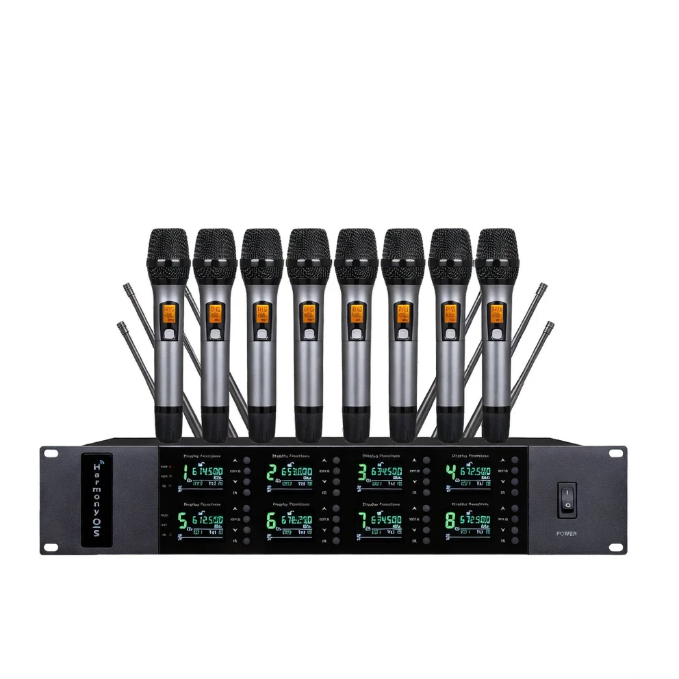 Harmonai ACT-808 Professional UHF Wireless Handheld Microphone | Stable 150m Transmission, 200-Channel Auto-Scan