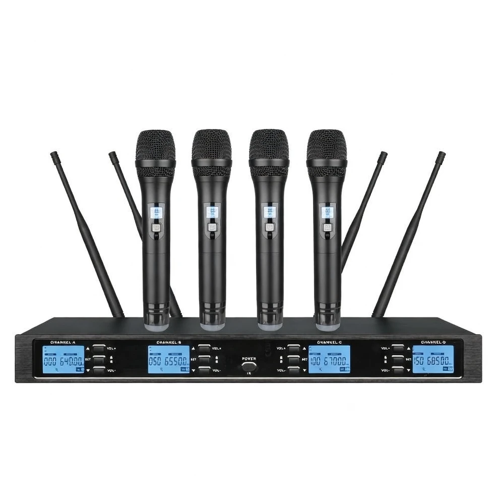 GP-308 UHF 4-Channel Wireless Microphone System | Infrared Sync, Anti-Interference, Professional-Grade