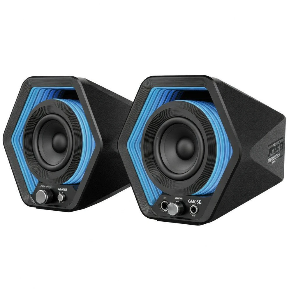 GM06B Hexagonal Gaming Speaker — RGB Lighting, 30W Powerful Audio