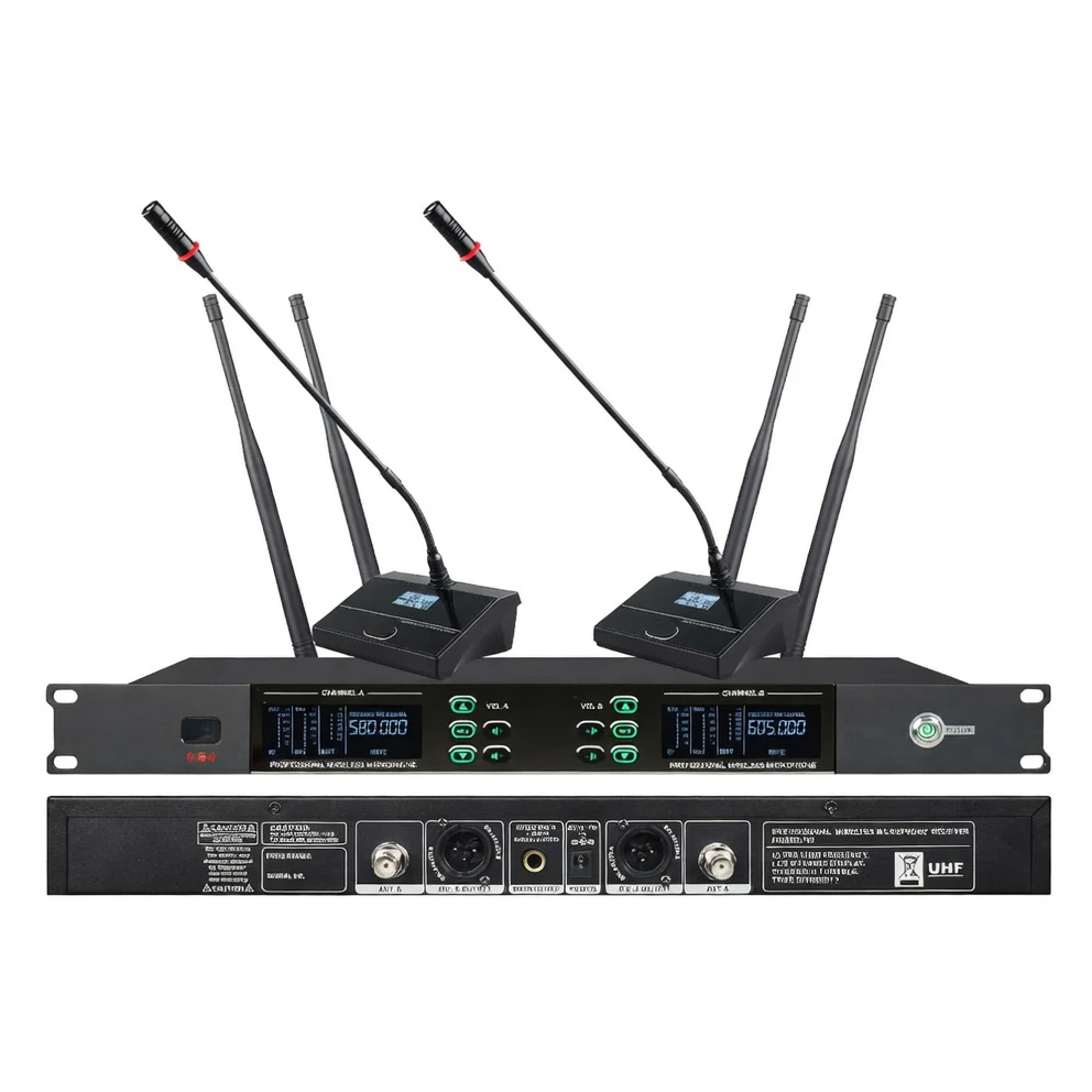 Harmonai GSU-200 Professional UHF True Diversity One-Transmitter-Two-Receiver Wireless Microphone System — 200m Range
