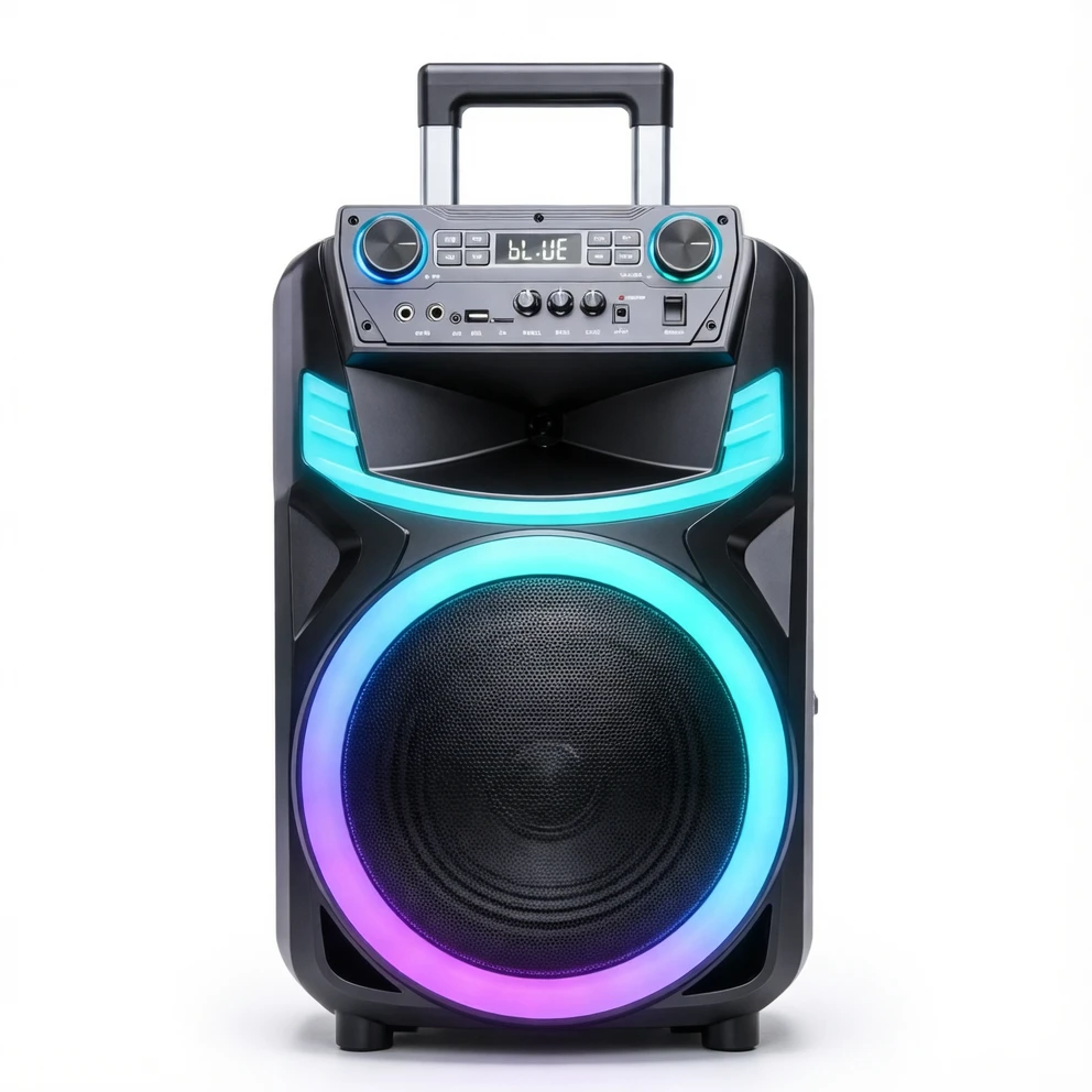Harmonai HJ-T122 12" Portable Bluetooth Speaker with Colorful Lights