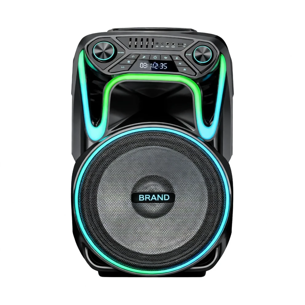 Harmonai HJ-T718 80W Outdoor Bluetooth Speaker — 18" Subwoofer, Colorful Lights