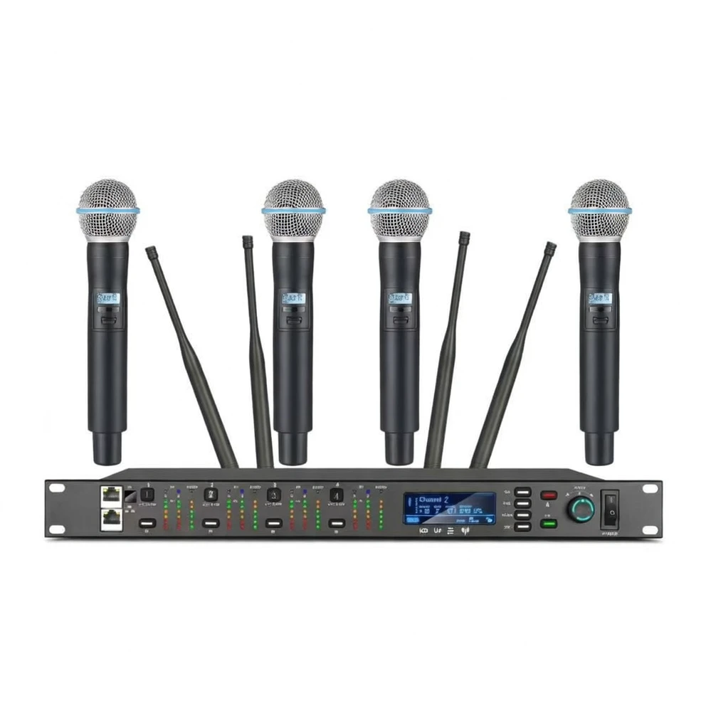 Harmonai ACT-750 Quad True Diversity Wireless Mic System — 500m Stable UHF Transmission