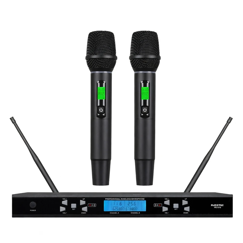 HK-610 Wireless Dual-Channel UHF Microphone System — Professional PLL Synthesized Wireless Mic