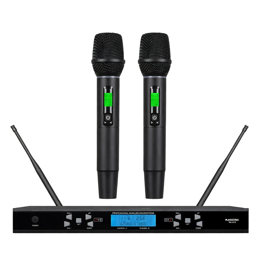 HK-610 Wireless Dual-Channel UHF Microphone System — Professional PLL Synthesized Wireless Mic