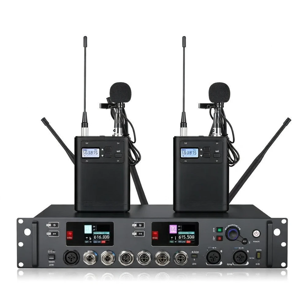 Harmonai GT-X62 Dual-Channel True Diversity Wireless Lavalier Microphone — UHF Professional-Grade Invisible Mic
