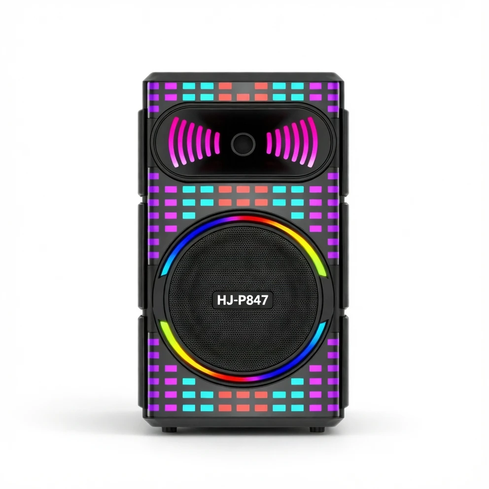 Harmonai HJ-P847 50W Portable Bluetooth Speaker with RGB Mosaic LED Lights — Outdoor Square Dance & Party Speaker