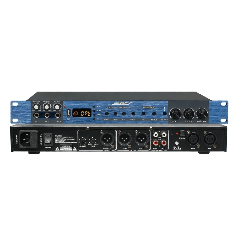 Harmonai KTV8 Professional Karaoke Preamp — 6-Band Parametric EQ, 1U Ultra-Thin Aluminum Front Panel