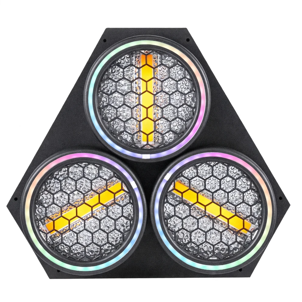 Harmonai QY-FC03 Triple-Eye Retro Effect Light | Full-Color RGB Creative Lighting with DMX512 Control