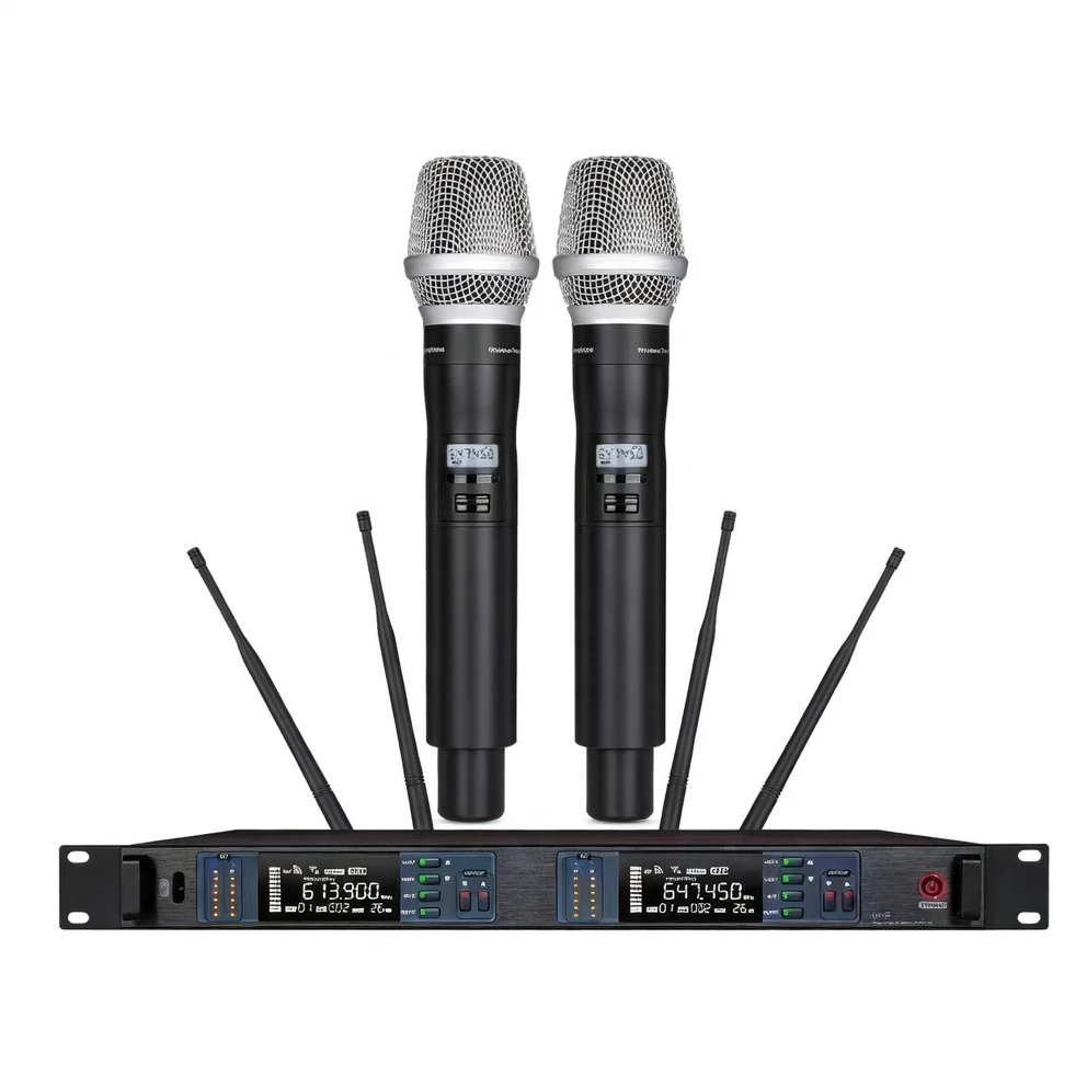 Harmonai GP-980 Professional UHF True Diversity Wireless Microphone System — Handheld + Belt-Pack Dual Transmitter Kit