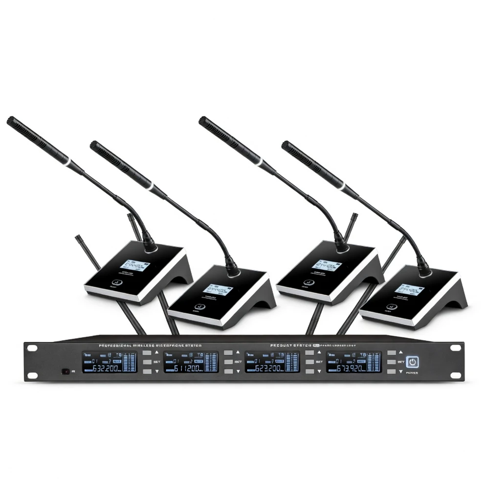 Harmonai UM-640 Professional UHF Wireless Microphone System — Quad Diversity, 4-Channel