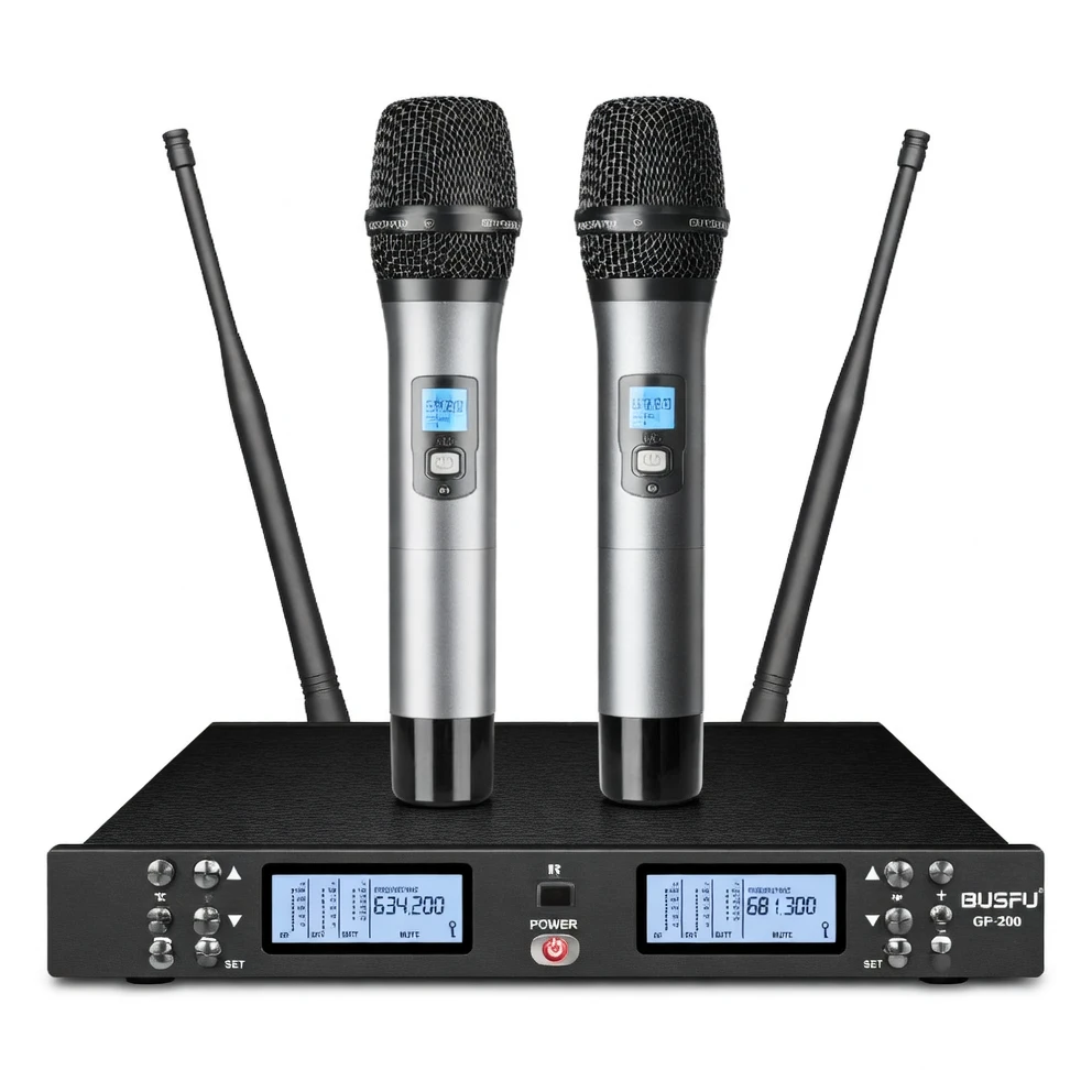 Harmonai GP-200 Professional UHF Wireless Microphone System — Dual-Channel, 200-Channel Switching